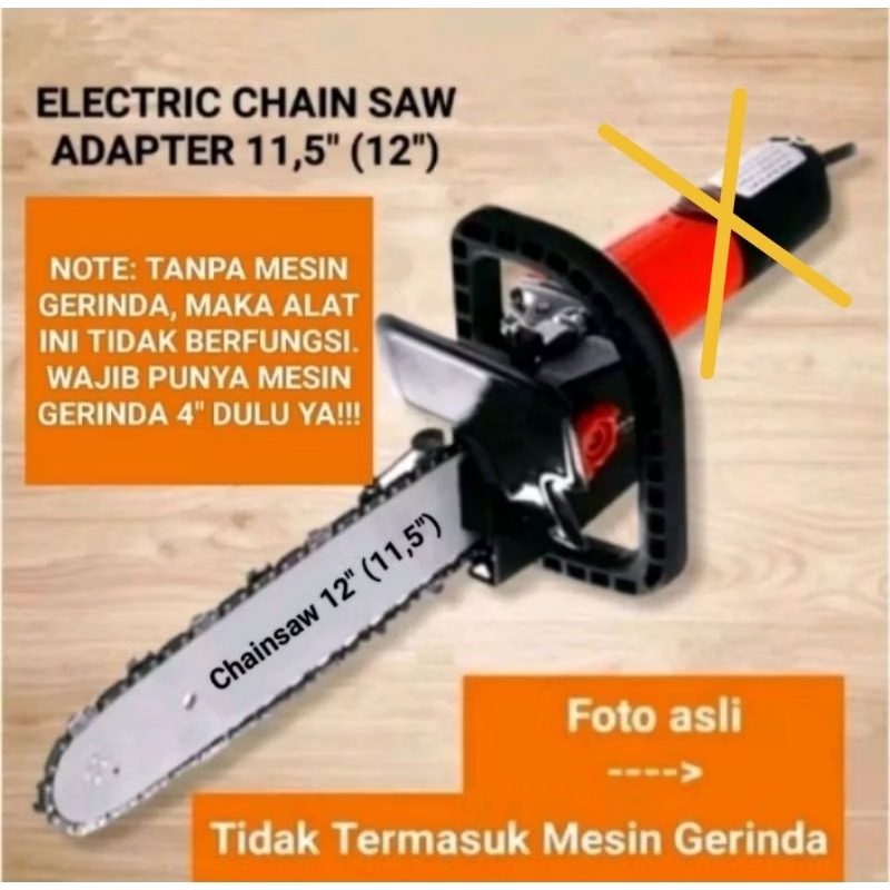 Adapter Gerinda Mini Chainsaw 12" Gergaji Potong Kayu / Mini Chain Saw 11,5" / Gergaji Chain Saw Unt