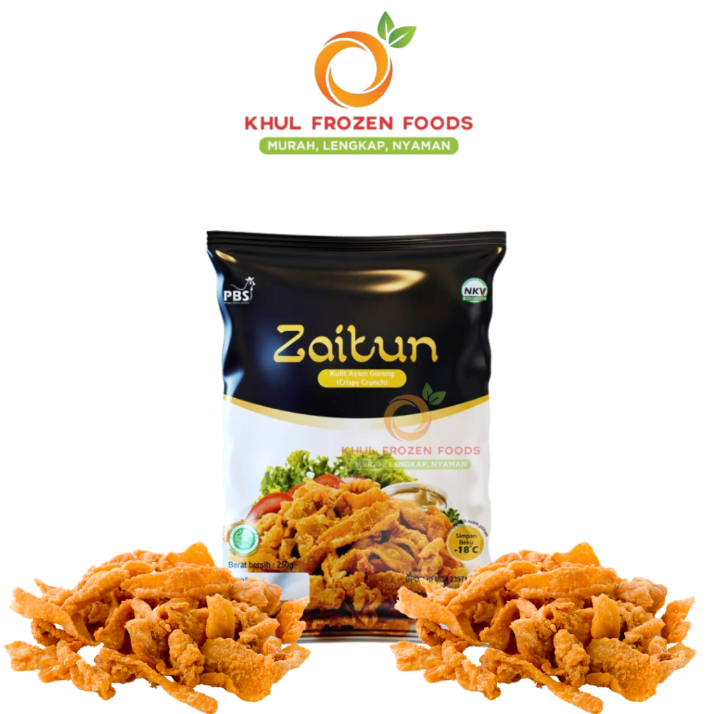 Zaitun Crispy Crunch 250Gr/ Zaitun kulit ayam/ Kulit ayam berbumbu praktis/ Kulit ayam frozen/ Zaitu