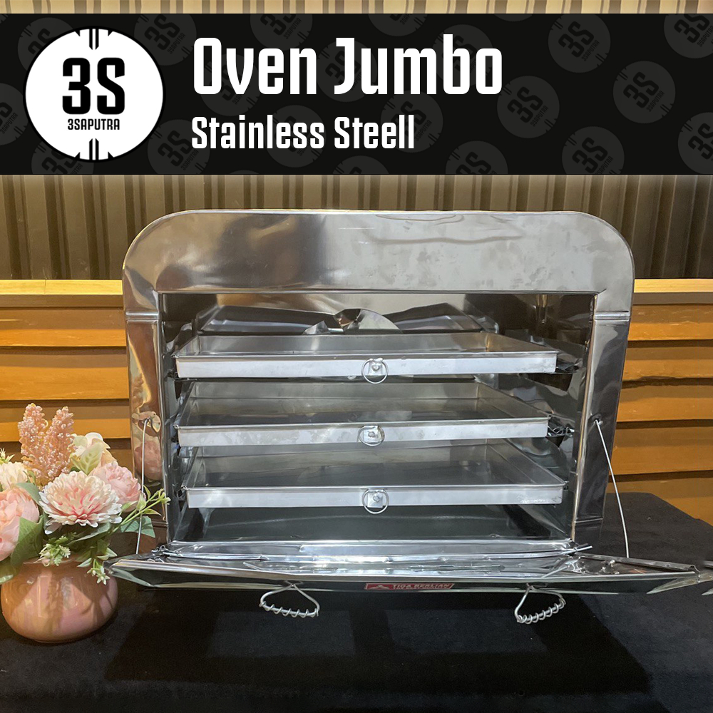 OVEN KUE KERING KOMPOR MANUAL TIGA BERLIAN BESAR JUMBO STAINLESS STEEL 3 SUSUN TANGKRINGAN