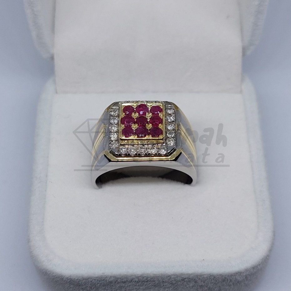 Cincin Berlian Pria Natural Berlian Asli Original Ruby Diamond Intan Perak Murah