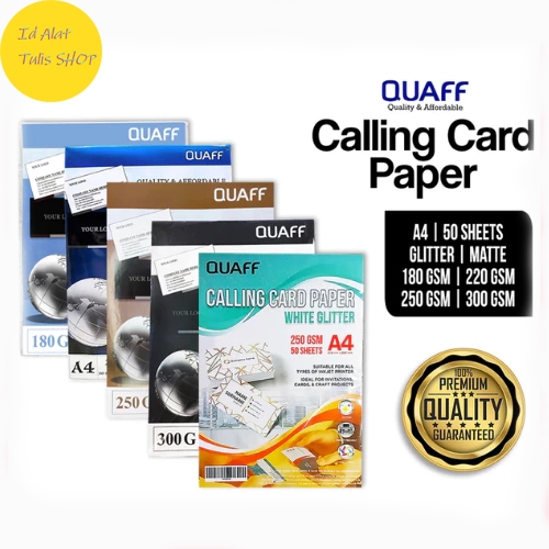 

Kertas Kartu Nama QUAFF 220/250GSM Ukuran A4 Putih Berkilau - 50 lembar