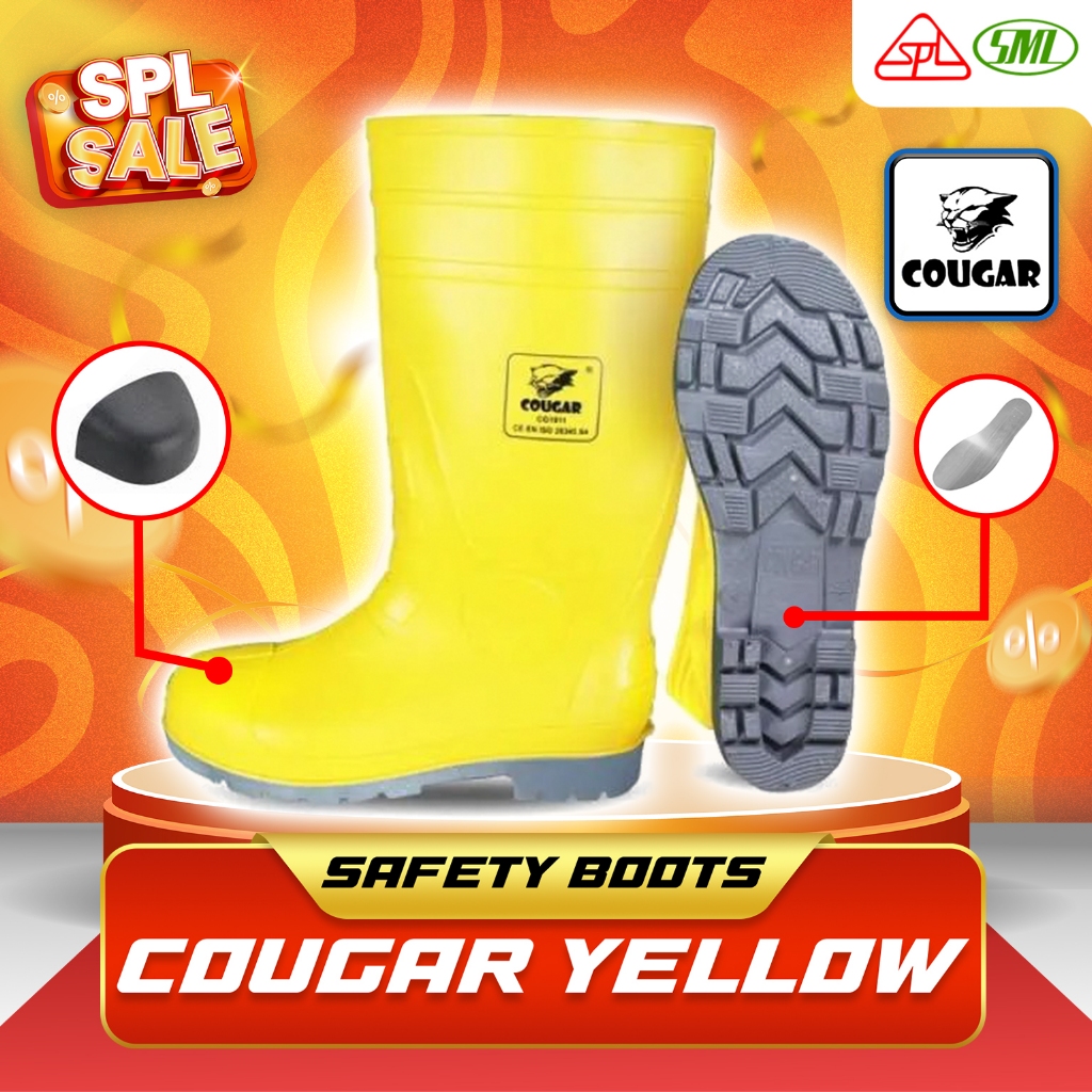 SAFETY BOOT TOECAP & STEEL MIDSOLE - SEPATU BOOT COUGAR YELLOW