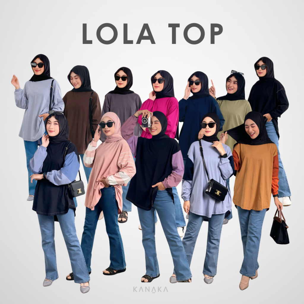 Lola Top Kaos Oversize Wanita Oval by KANAKA Lengan Panjang Katun Combed Cotton