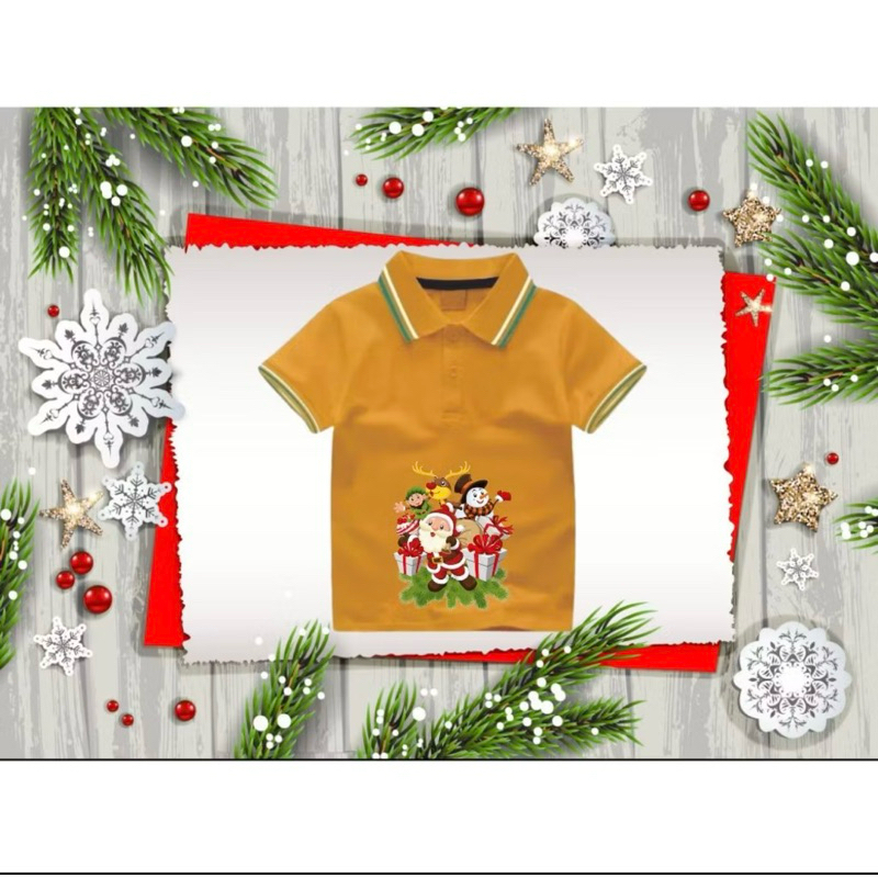 Wangki Polo Anak Anak Gambar MERRY CRISMAS Kaos Wangki Polo Anak perempuan dan laki laki unisex