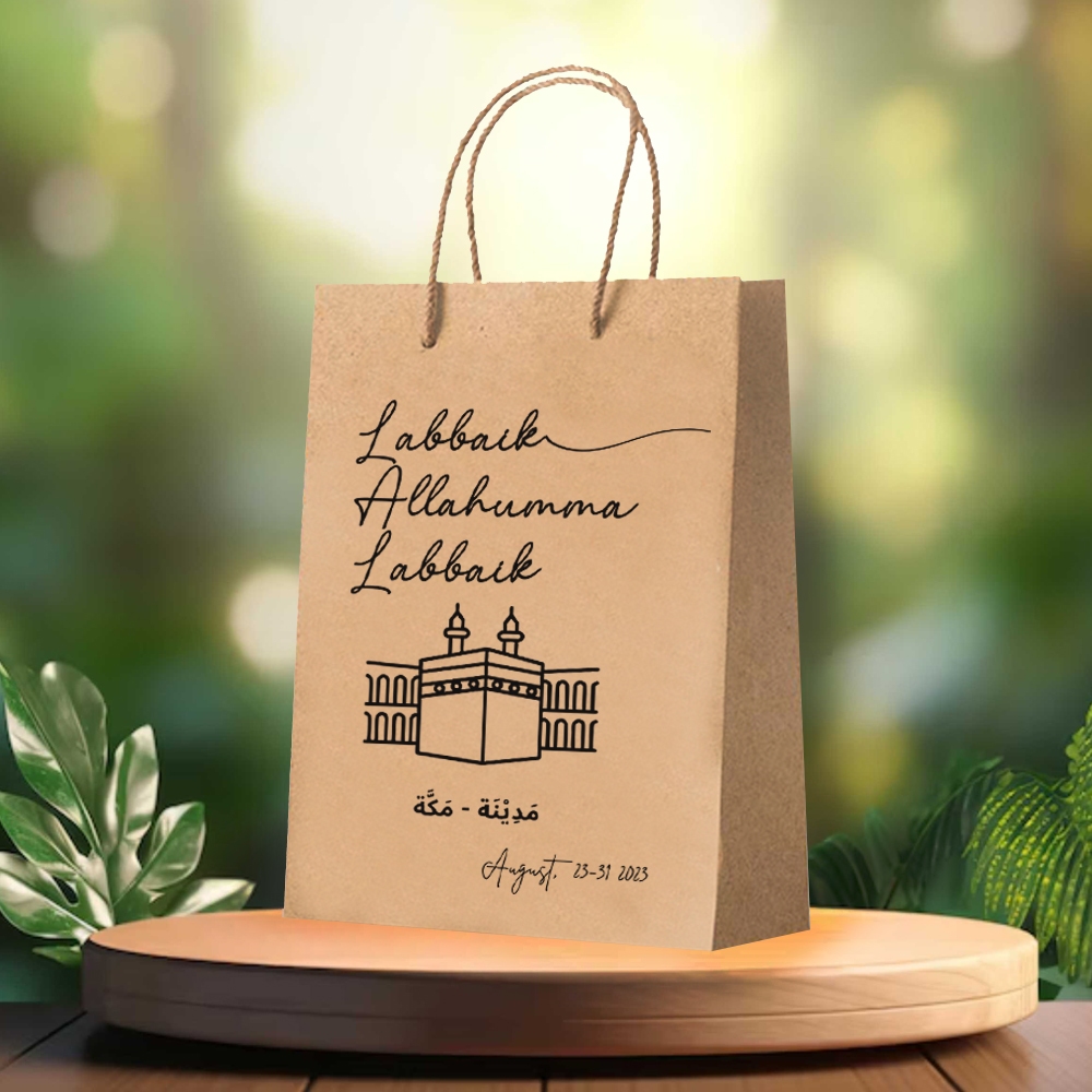 

Paperbag Sablon HAJI & UMROH /paperbag 20x10x25/ Paperbag Oleh Oleh Haji / Paperbag Coklat / Tas Kertas / Paperbag Sablon Custom