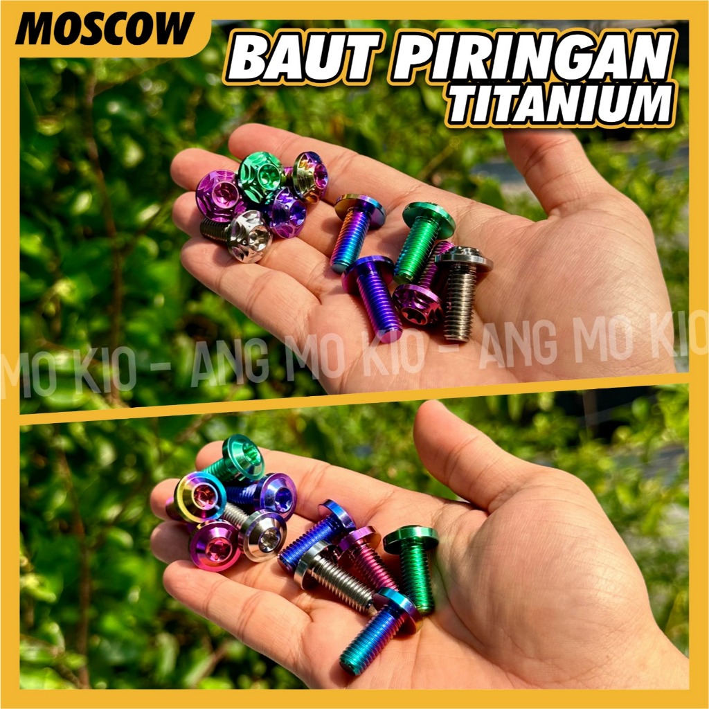 ORIGINAL BAUT TITANIUM PIRINGAN CAKRAM M8 FULL DRAT BAUT DISC TITANIUM DRAT 12 HARGA SATUAN ( 1 biji