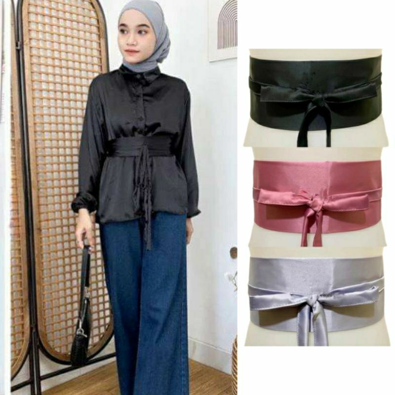 Obi Belt Polos / Obi Belt satin / Obi Belt Untuk Tunik Gamis / Sabuk Polos Wanita / Ikat Pinggang Ka