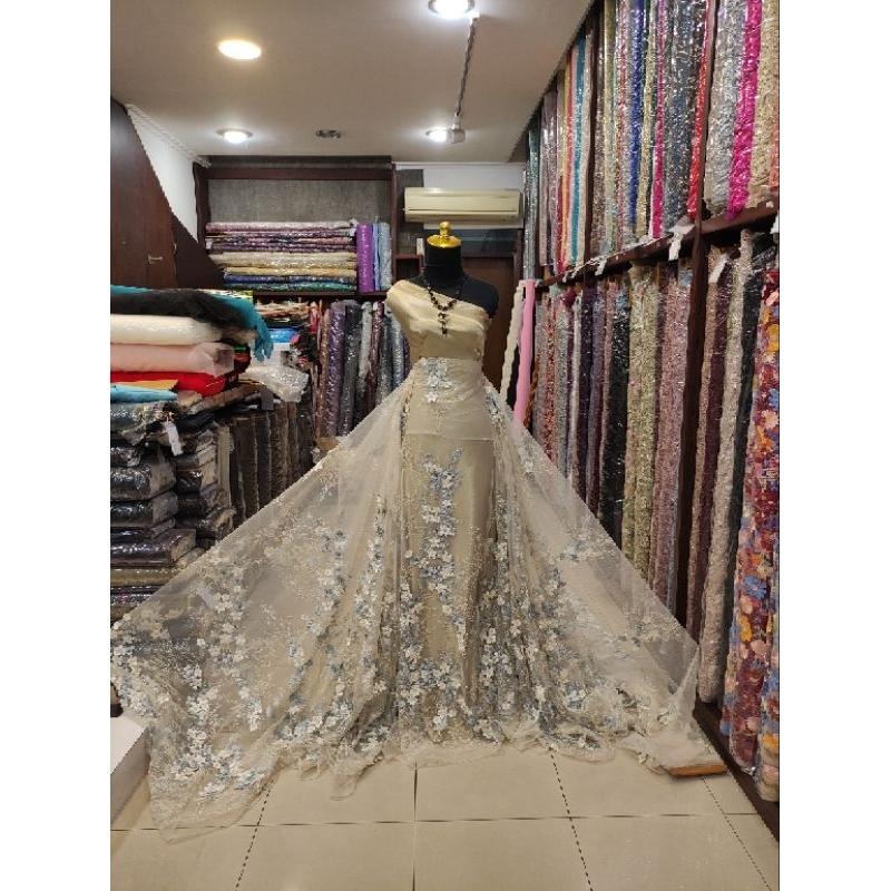 kain Tile Brokat Timbul Impor Korea Premium 57240003 - cream