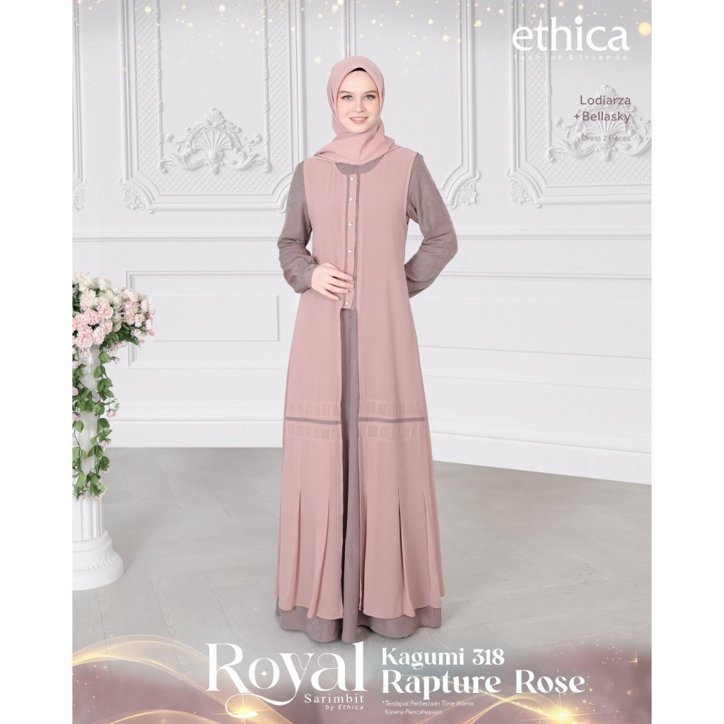 Couple Gamis Pesta Ibu dan Anak KAGUMI 318 RAPTURE ROSE/ KAGUMI KIDS 167 (ETHICA MATARAM)