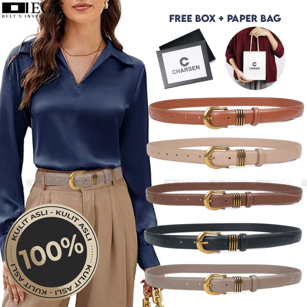[CHARSEN] IKAT PINGGANG WANITA / SABUK WANITA FASHION MEWAH KULIT ASLI - CS-005  [FREE PAPERBAG+BOX]