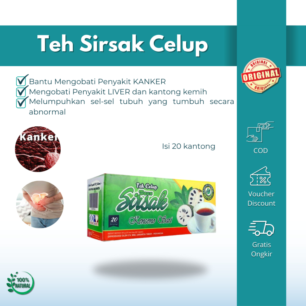 

Teh Celup Daun Sirsak isi 20 kantung teh Herbal Kanker Asli Original