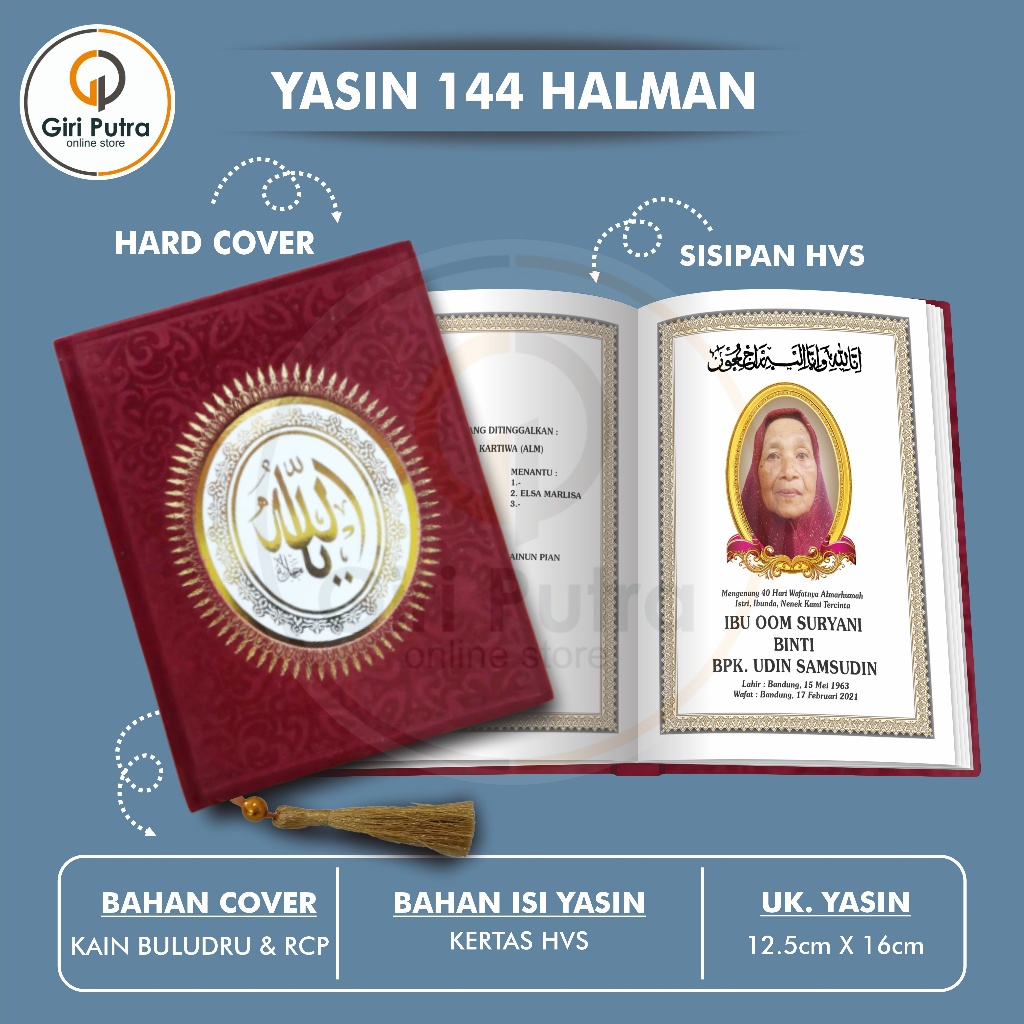 BUKU YASIN HARD COVER BULUDRU / BUKU YASIN HARD COVER 144 HALAMAN