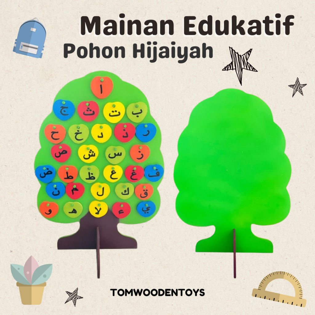 Mainan edukasi pohon huruf hijaiyah