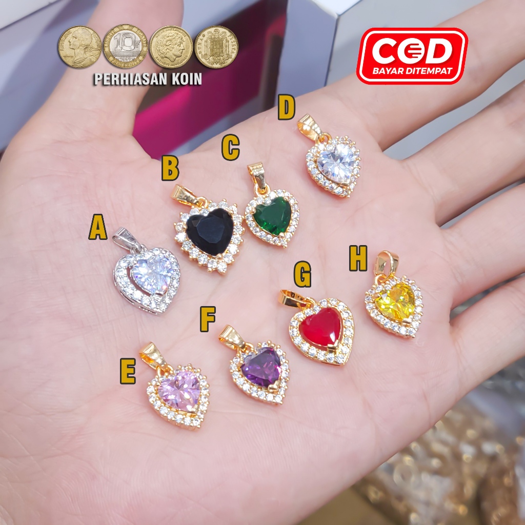 Liontin Bandulan Kalung Pendant Love Cantik Mewah Aneka Warna Perhiasan Emas 18k