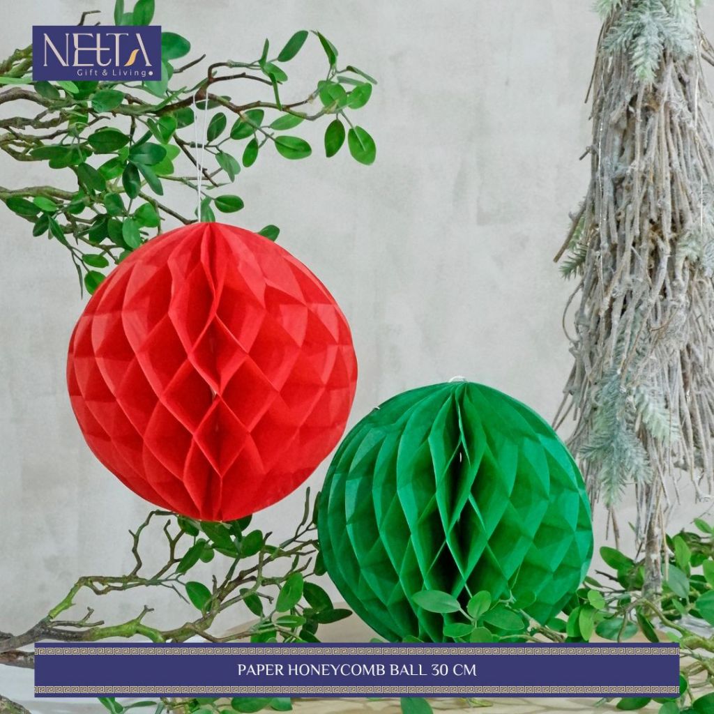 Aksesoris Souvenir Hiasan Dekorasi Rumah NATAL/PAPER HONEYCOMB BALL 30CM