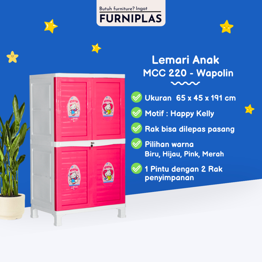 Lemari Plastik / Lemari Susun / Lemari Anak / Lemari Karakter / Lemari Pakaian / Lemari Plastik 2 Su