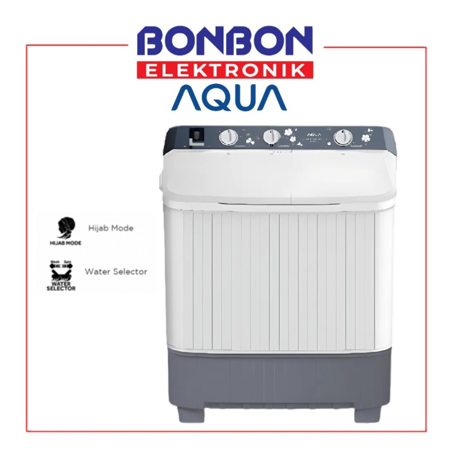 AQUA Mesin Cuci 2 Tabung 8KG QW 8011HT / QW8011HT / QW 8011HT Twin Tube