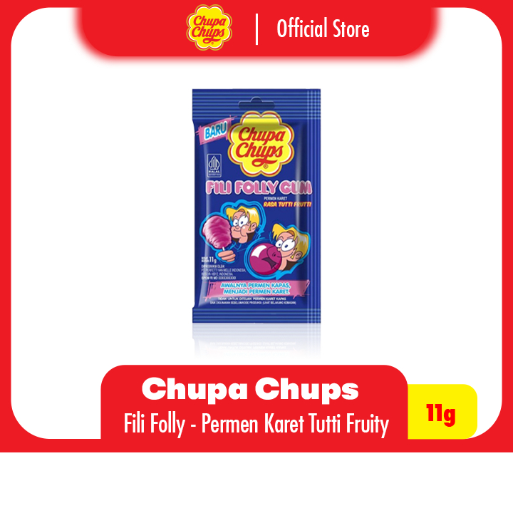 

Chupa Chups Fili Folly Tutty Fruity 11g - Permen Karet Gulali Rasa Buah Tutty