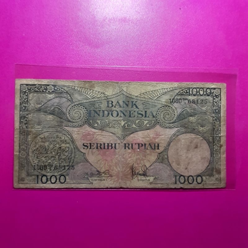 uang kuno 1000 rupiah seri bunga 1959