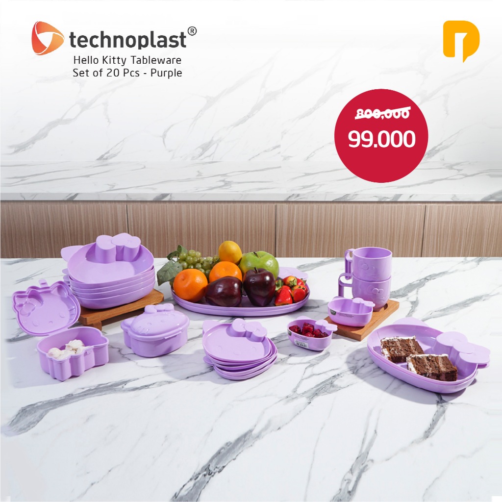 Technoplast Hello Kitty Tableware Set of 20 Pcs Purple