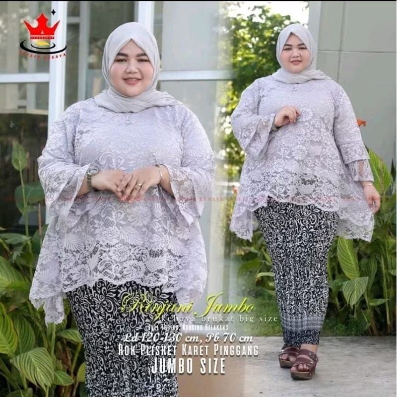 Kebaya Brukat Jumbo / Kebaya Modern / Kebaya Biru / Kebaya Wanita / Kebaya motif bunga