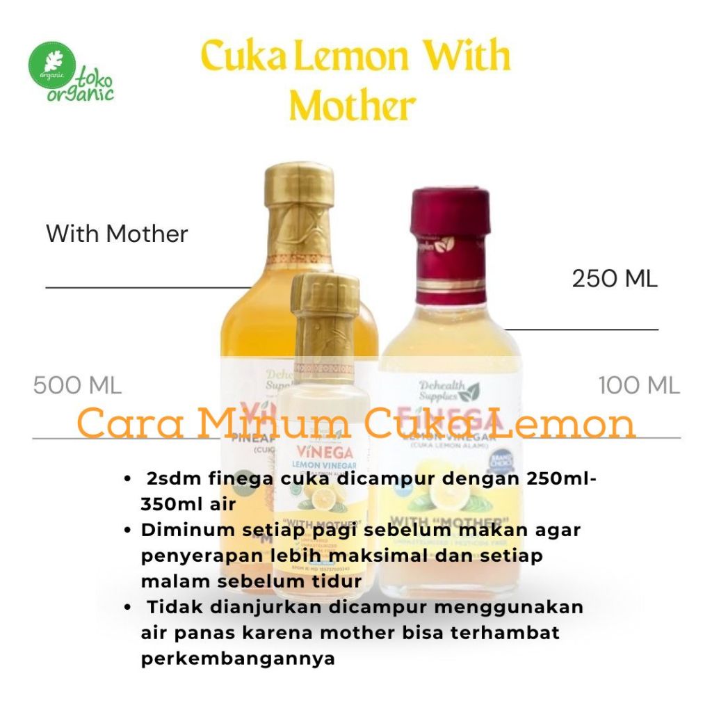 

MAR Dehealth Supplies FINEGA CUKA LEMON Lemon Vinegar Alami With Mother - 250ML