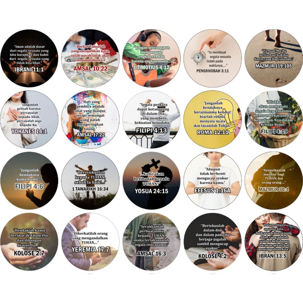 Gantungan Kunci Diameter 44 mm Ayat-Ayat Alkitab, Ganci Rohani Kristen - Random