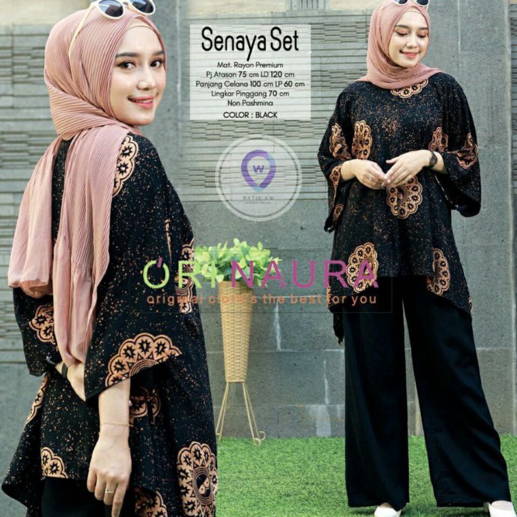 KODE L26U Setelan Jumbo Senaya Set Waka Waka Motif Bunga Ori Naura Size Jumbo Busui Resleting Rayon 