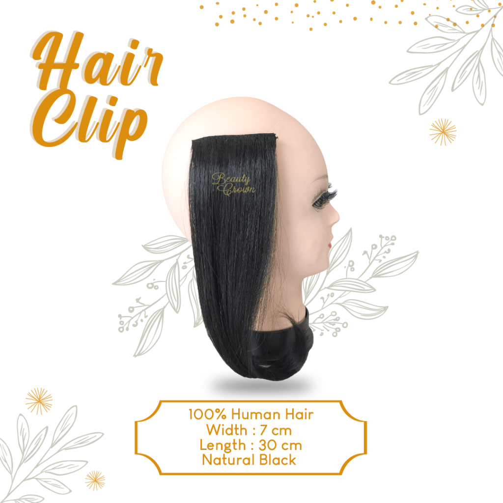 Human Hair clip 100% Rambut Asli Tanpa Campuran 30 cm - Beauty Crown