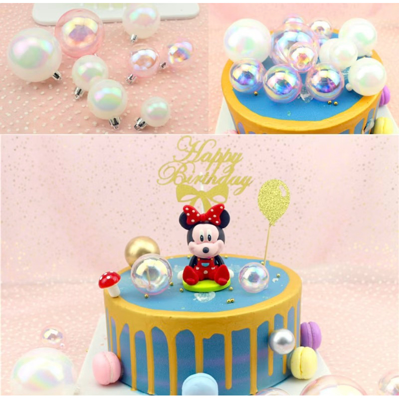 

[4pcs] Hiasan Cake Topper Bola Bening Transparan Bubble Bulat