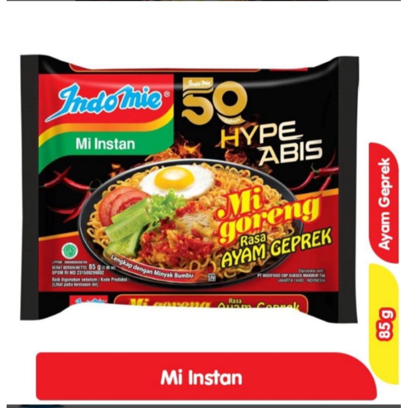 

Indomie Hype Abis Mie Instant Goreng Ayam Geprek 85g