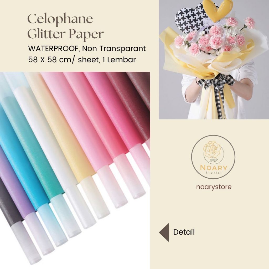

CELLOPHANE GLITTER PAPER / Flower Wrapping / Cellophane / Wrap / Kertas Bunga / Kertas Kado / Flower Paper