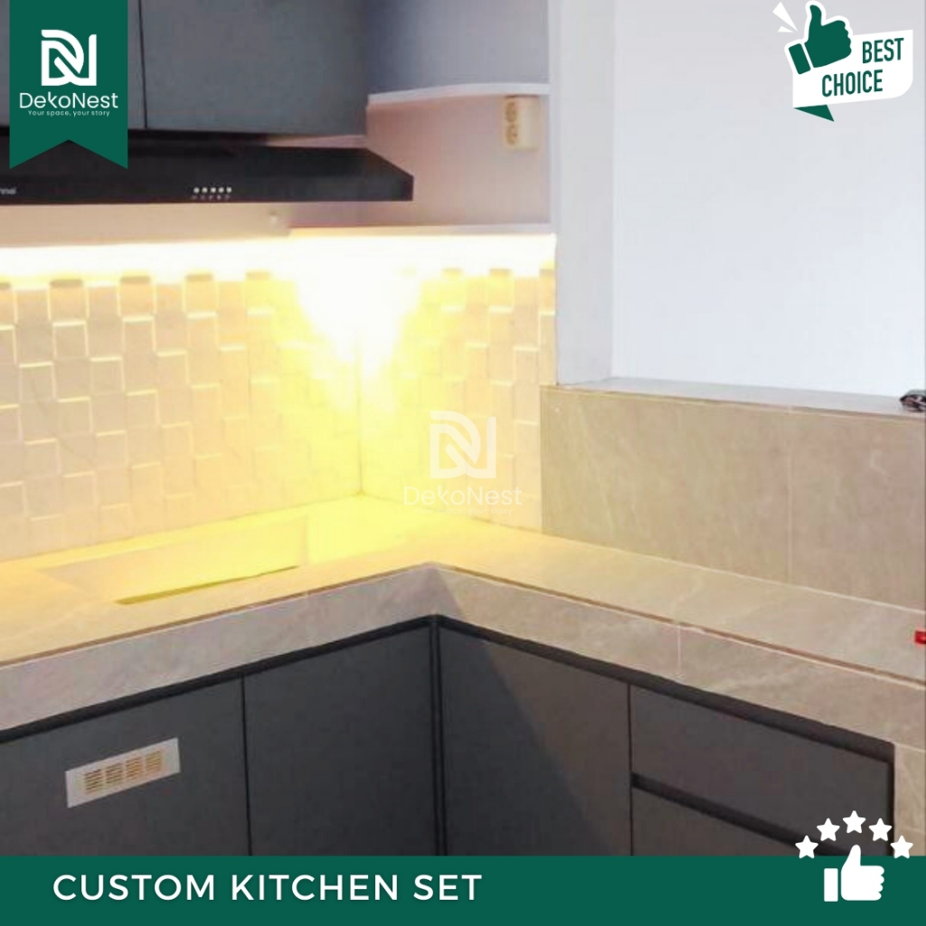 Dekonest Custom Kitchen Set Atas Bawah Lemari Dapur Minimalis Klasik Dapur Mewah Kayu Solid Hpl Taco