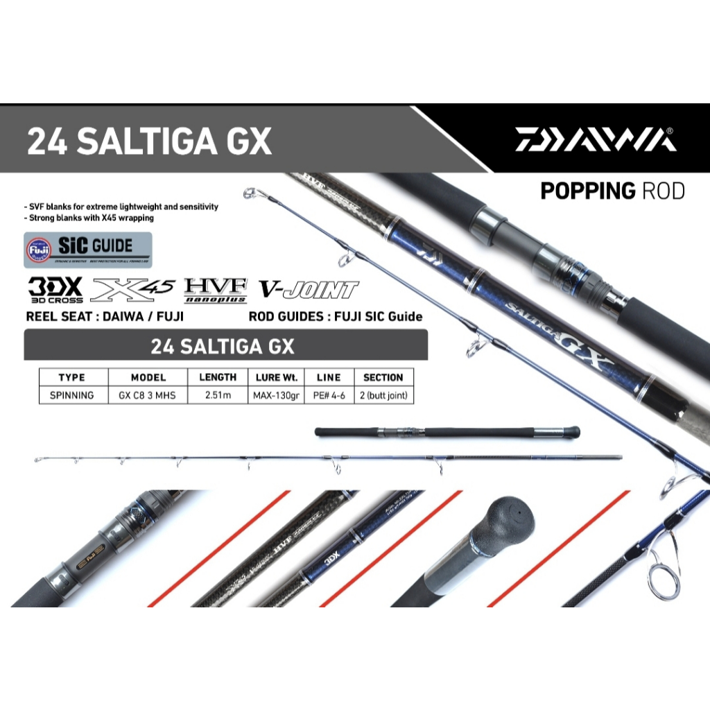 Joran Daiwa SALTIGA 24 GX C 83MHS | Popping Rod | Saltwater | Alat Pancing Premium
