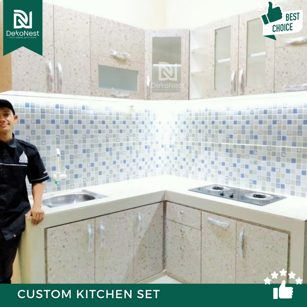 Dekonest Kitchen Set Custom Lemari Dapur Minimalis Per Meter Desain Mewah Elegan Hpl Taco