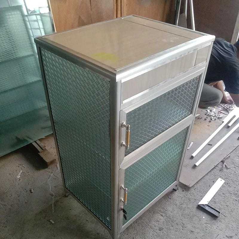 Rak kompor 1pintu alumunium /rak dispenser alumunium/rak serbaguna/tiang holo silver/premium/free 5k