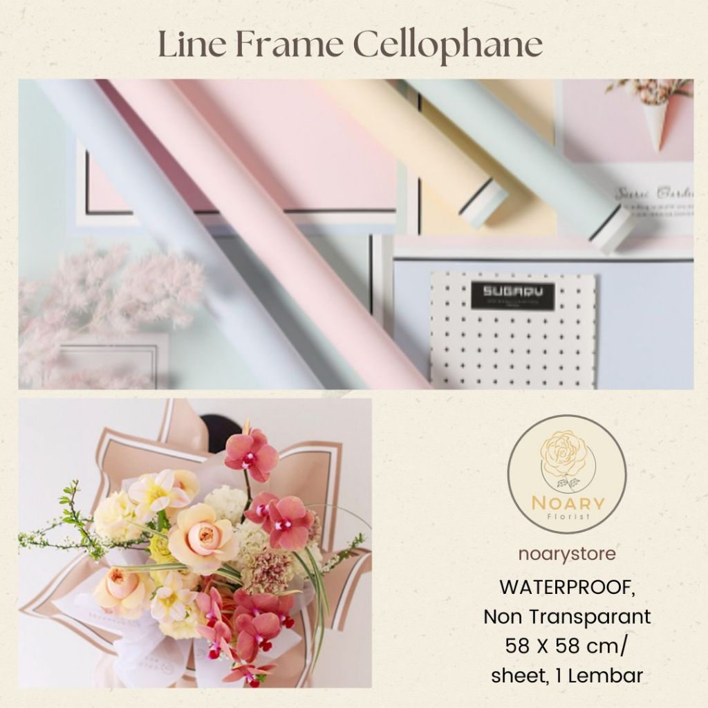 

LINE FRAME CELLOPHANE / Flower Wrapping / Cellophane / Wrap / Kertas Bunga / Kertas Kado / Flower Paper