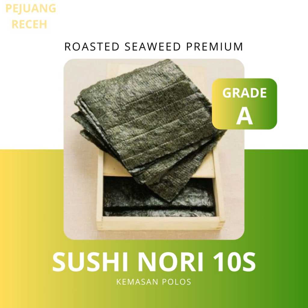 

SUSHI NORI 10 LEMBAR GRADE A | ROASTED SEAWEED PREMIUM QUALITY | ROASTED SEAWEED 10 SHEETS ENAK DAN HALAL