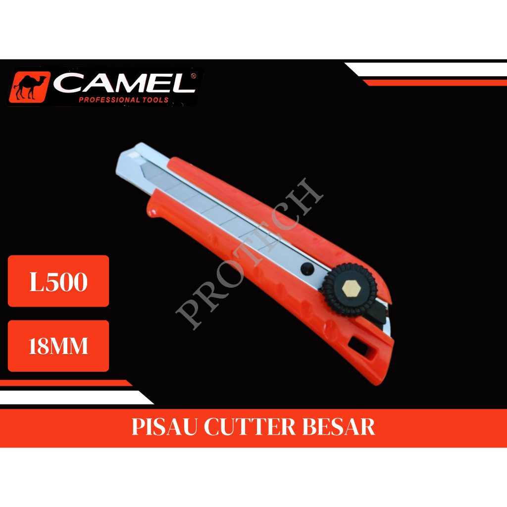 

CAMEL / PISAU CUTTER PUTAR BESAR MODEL KENKO L500 / PISAU SILET DORONG 18MM