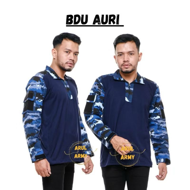 Kaos BDU loreng, polos, lengan panjang - BDU AURI
