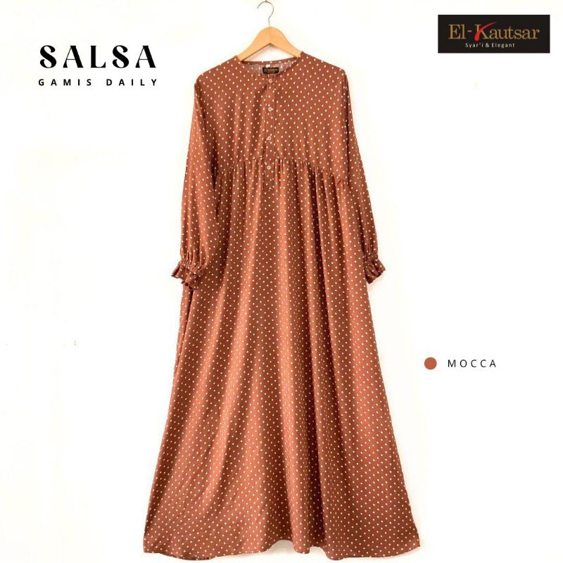 Gamis Rayon Viscose Salsa motif polkadot