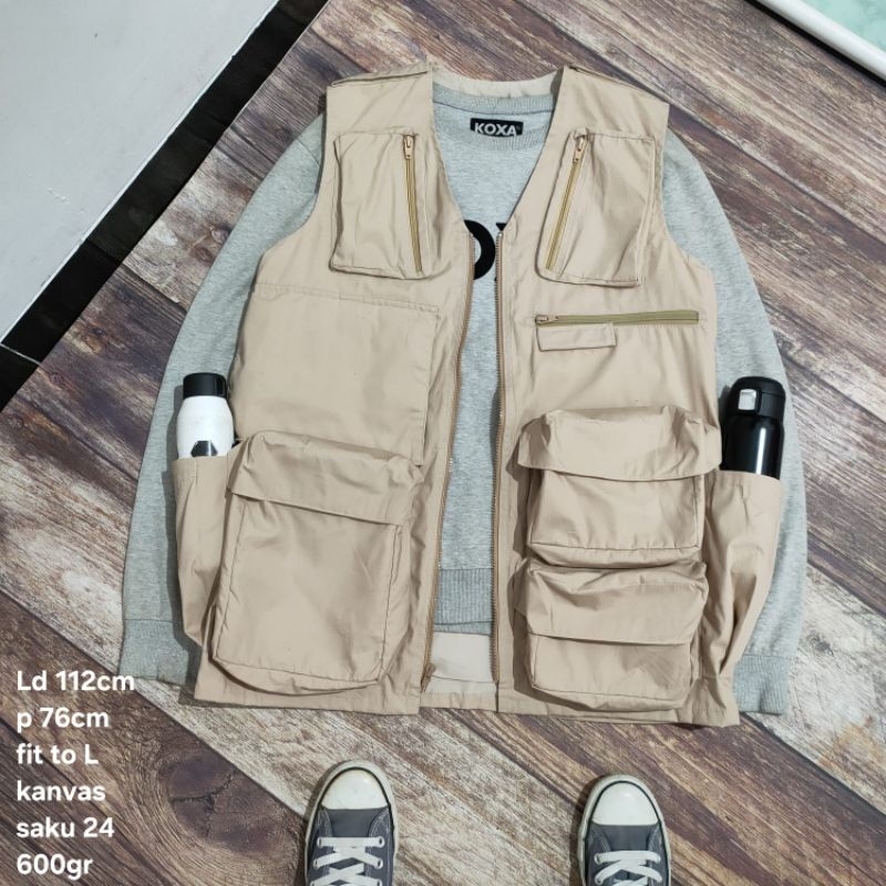 VS6 vest rompi tactical fishing All season size L kanvas multi pocket cowok pria wanita cewek unisex