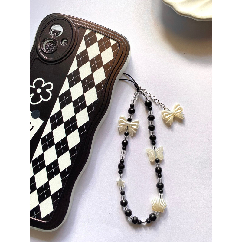 Phone Strap Hitam/Phone Strap Korea/Phone Strap Lucu/Gantungan Hp Hitam