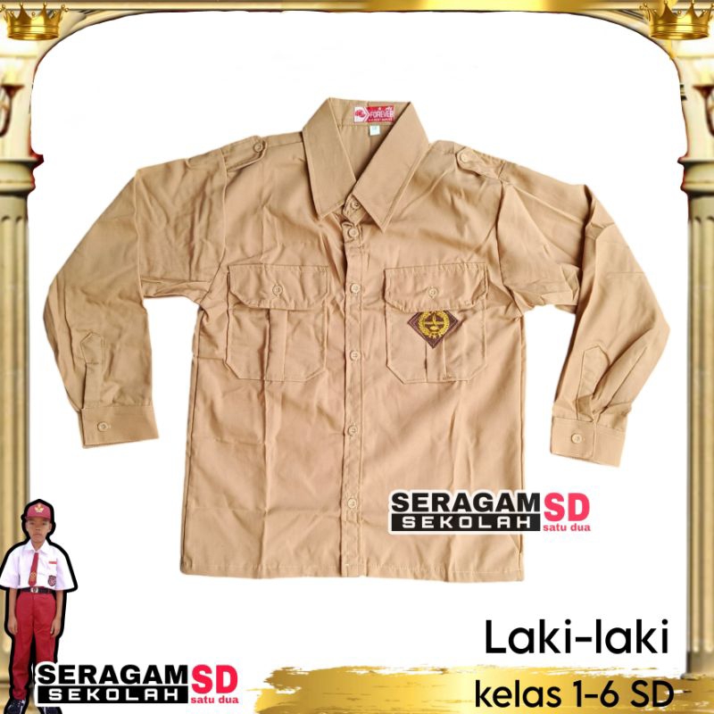 Baju Pramuka Penggalang Anak Laki Sekolah SD Tangan Panjang