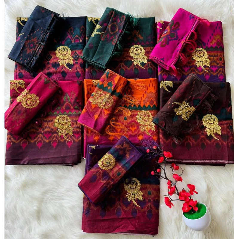 Kamen Lembaran Katun motif Endek Sugeng mawar kamben rok bali bawahan tradisional