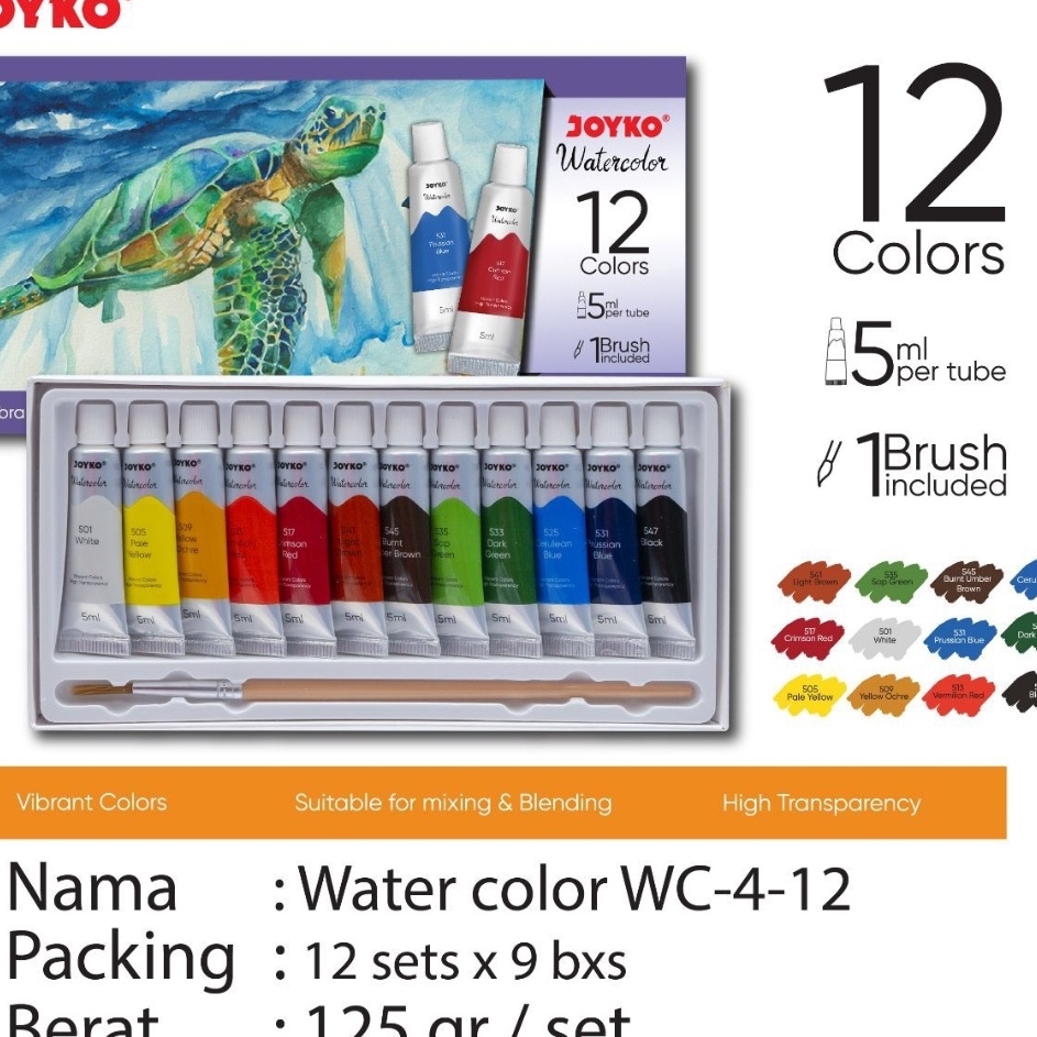 

Flash Sale cat air water color joyko wc 4 isi 12 24 warna set plus brush