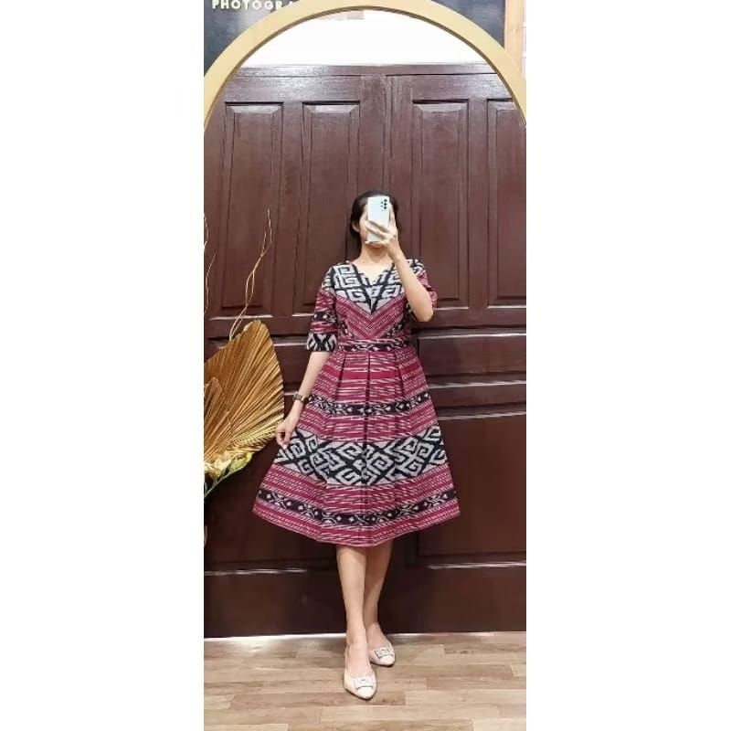 DRESS WIRU TENUN WANITA,DRESS WIRU ETNIK WANITA, DRESS WAFA TENUN