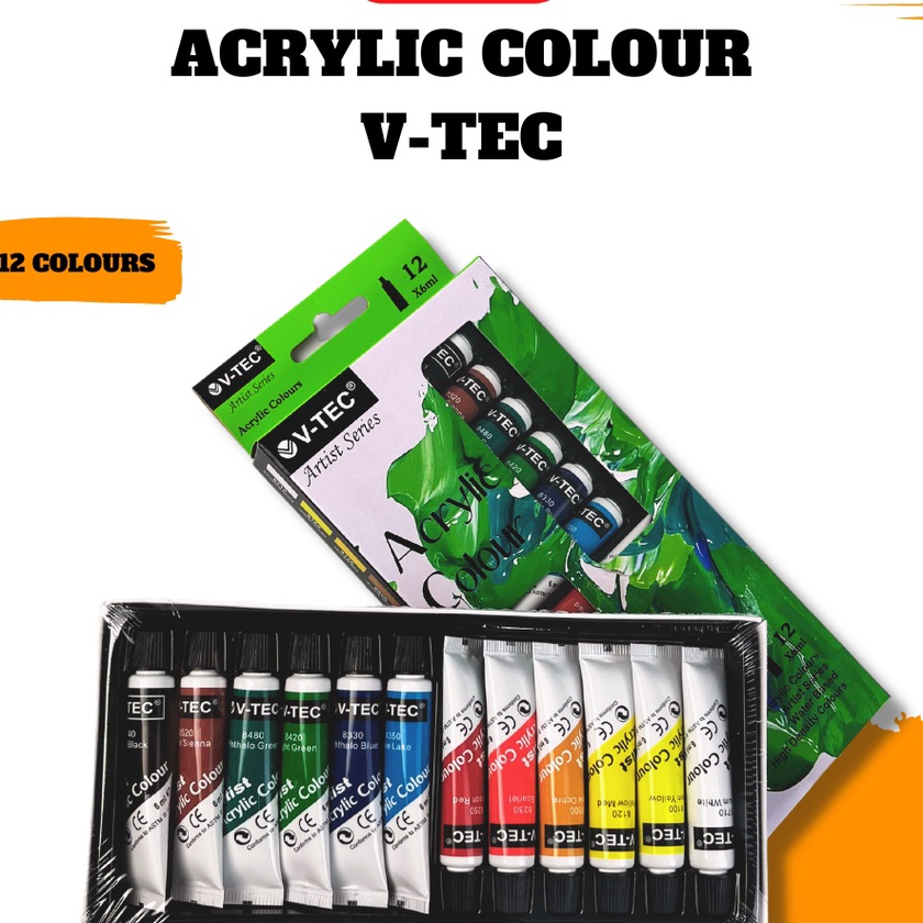 

FG2 CAT AKRILIK VTEC ACRYLIC COLOUR 6ml 12 Warna