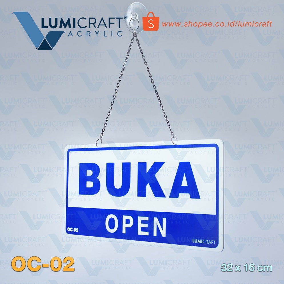 

Buka Tutup Open Closed Hanging Sign Board Acrylic Akrilik BolakBalik 32 x 16 cm Lumicraft OC2 ART C7X7