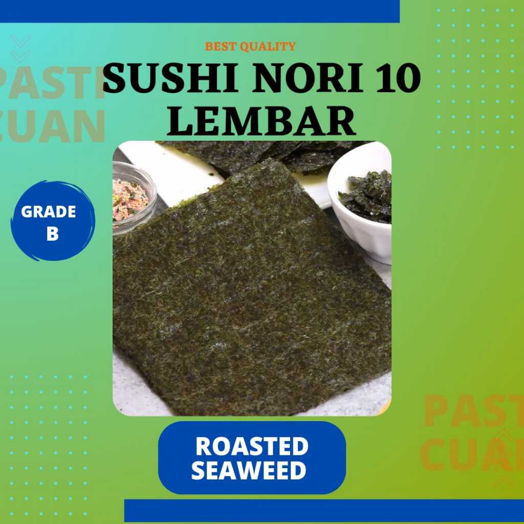 

SUSHI NORI POLOS 10 LEMBAR GRADE A / ROASTED SEAWEED PREMIUM / ROASTED SEAWEED 5 SHEETS ENAK HALAL